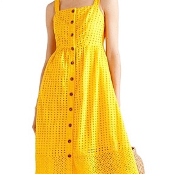 NWT JCREW sz 4 yellow eyelet midi dress - Picture 2 of 7